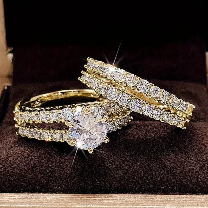 2pcs Women's Engagement Ring Set