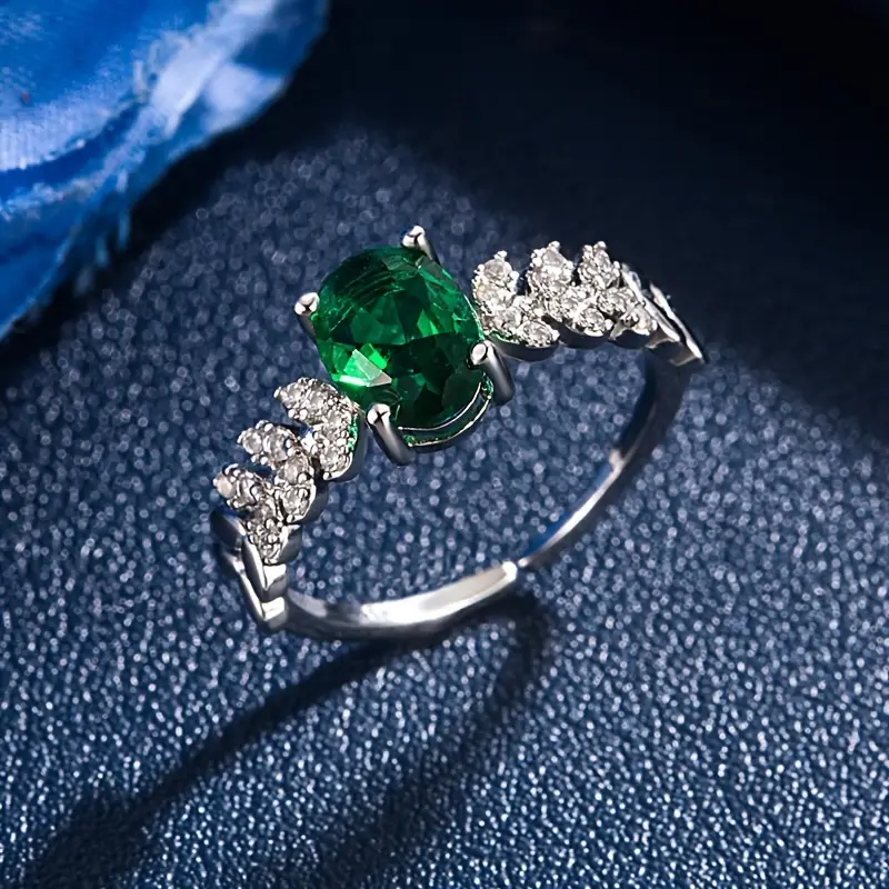 AJCR80200171 Adjustable Green Gemstone Ring-AJCR