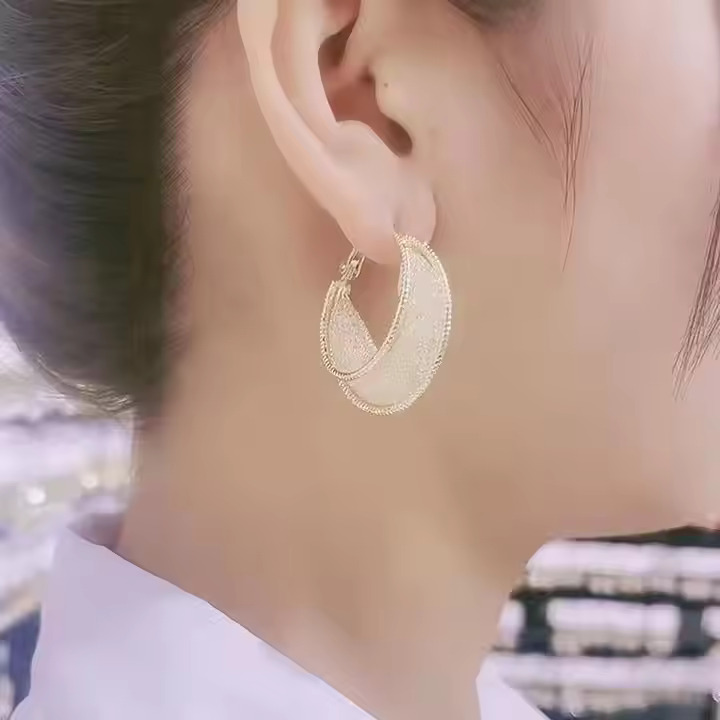 Elegant Gold Plated Shiny Hoop Earring (154)