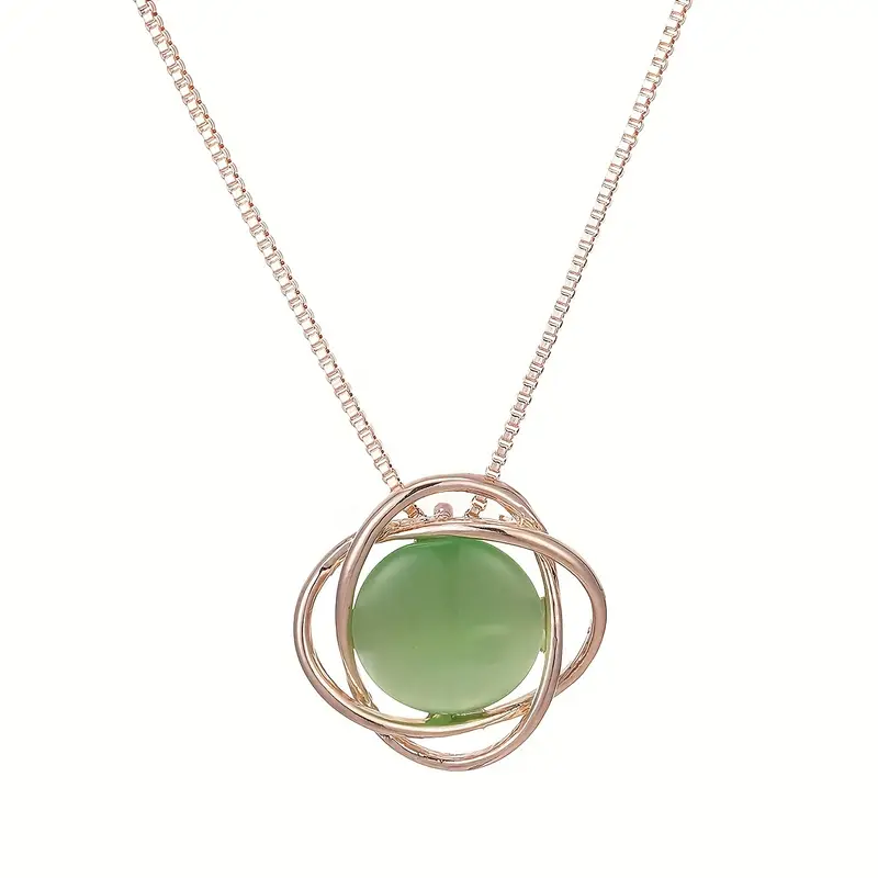 Geometric Oval 3D Rotating Necklace and Earring Set