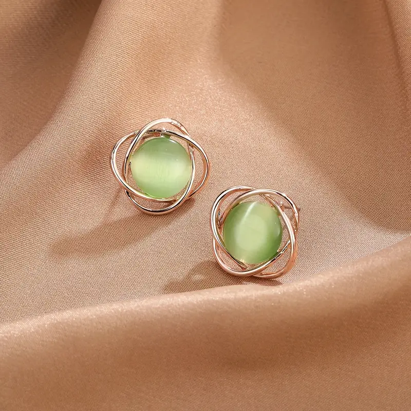 Geometric Oval 3D Rotating Necklace and Earring Set