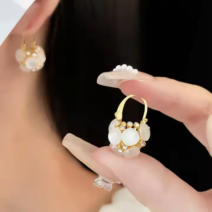 AJDE80200111 Rhinestone Opal Drop Earrings-AJDE