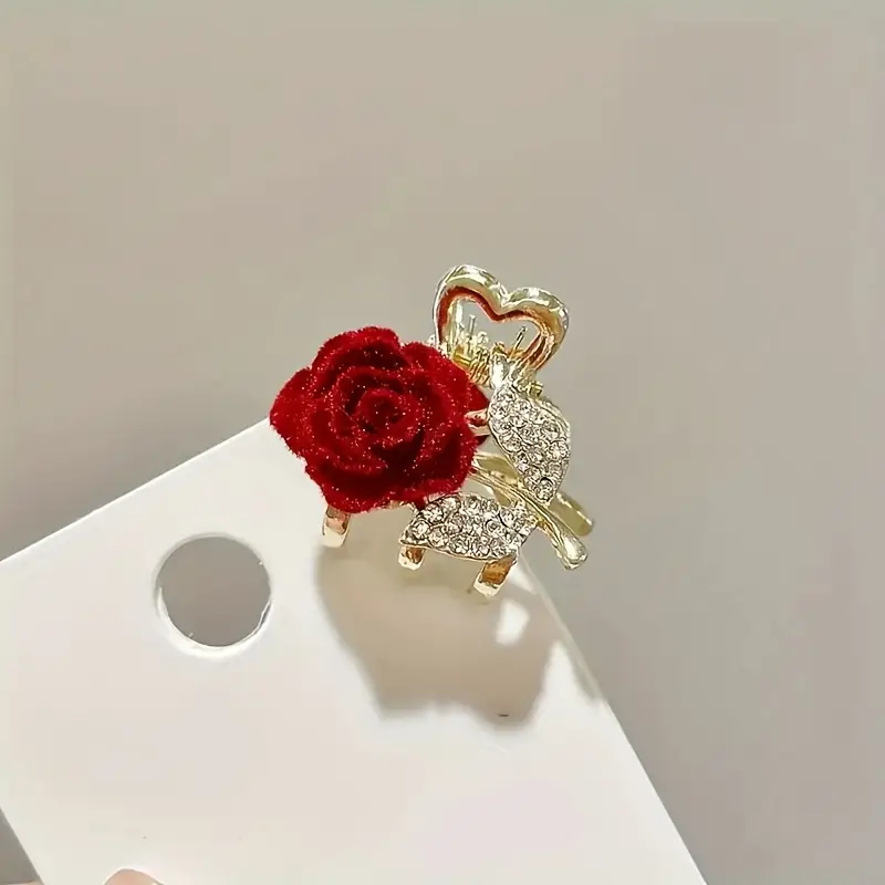 Mini Rose-Shaped Rhinestone Hairpins 3