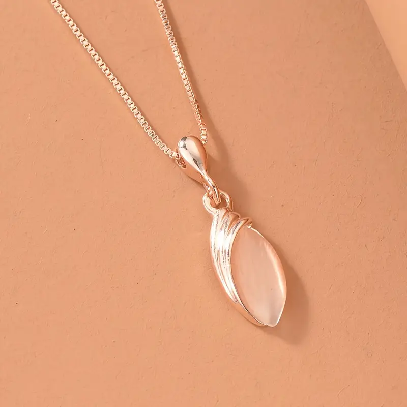 Oval Cat's Eye Stone Necklace And Earrings Set