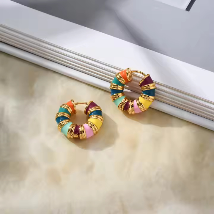 AJDE80200115 Multicolor Twisted Earrings-AJDE