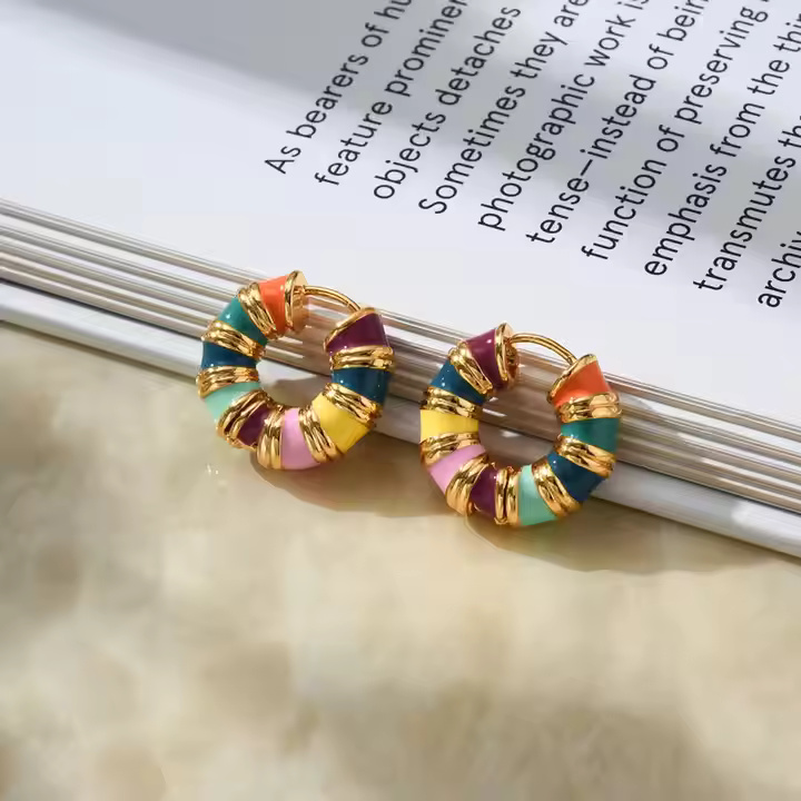 AJDE80200115 Multicolor Twisted Earrings-AJDE