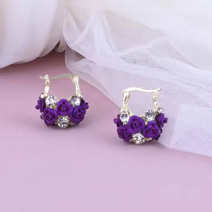 Flower Basket Buckle Earrings