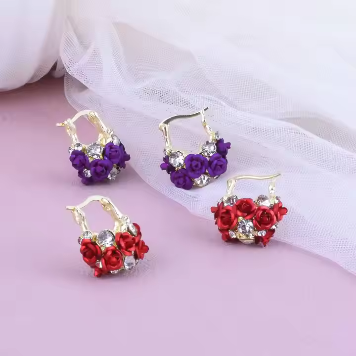 Flower Basket Buckle Earrings
