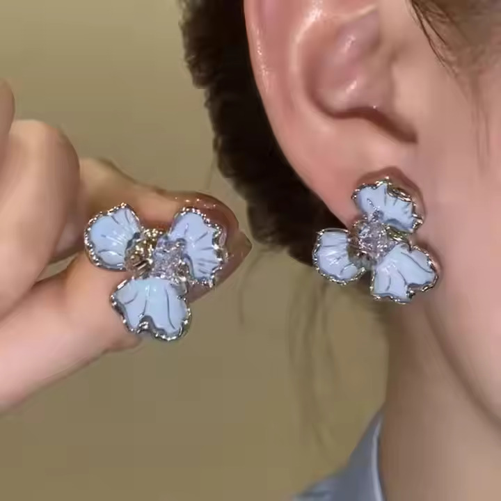 AJTS80200011 Blue Flower Earrings-AJTS