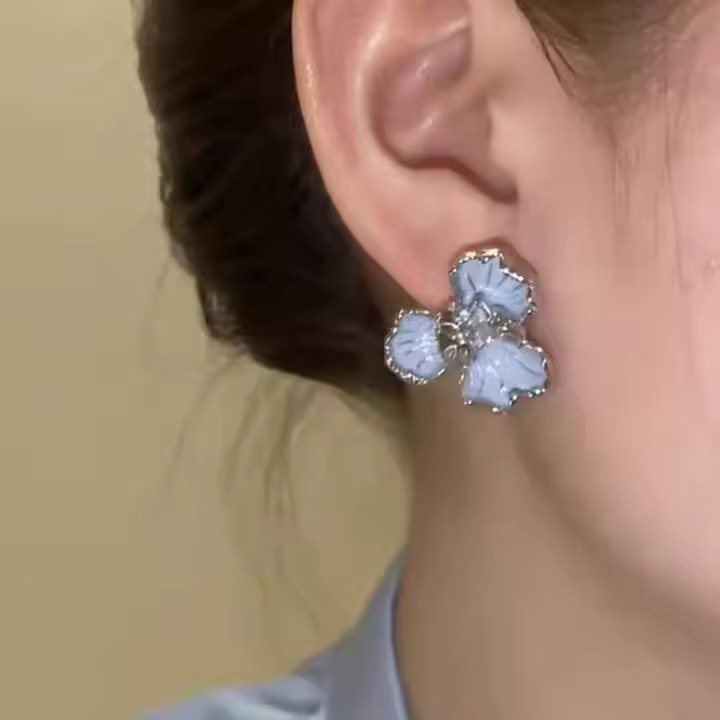 AJTS80200011 Blue Flower Earrings-AJTS