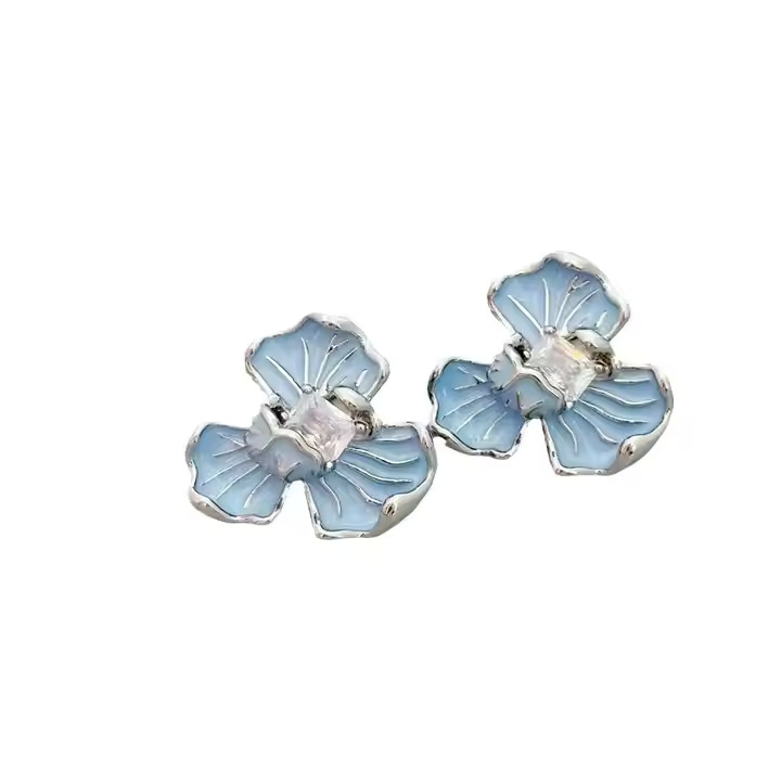 AJTS80200011 Blue Flower Earrings-AJTS