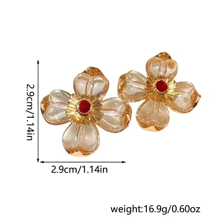 AJRE80200163 Rhinestone Flower Earrings-AJRE