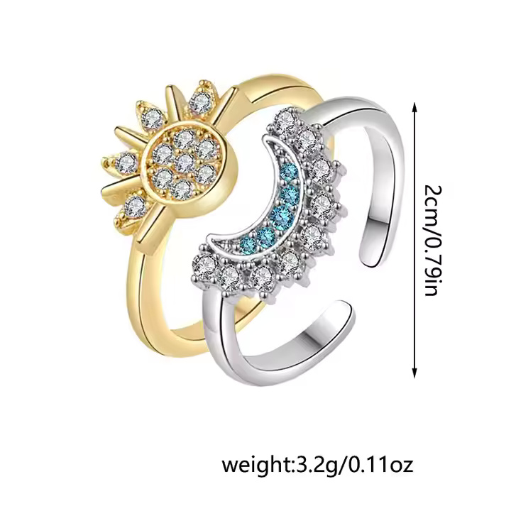 AJCR80200189 Couple Ring Gold Silver Plated-AJCR