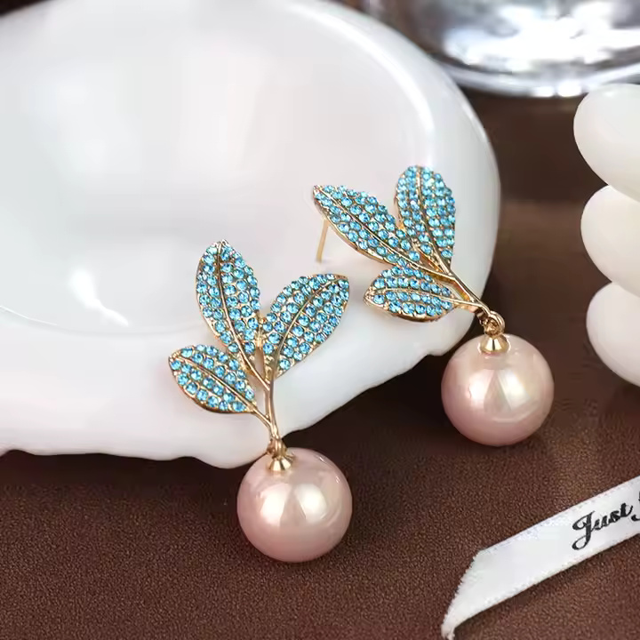 AJZE80200154 Zircon Pearl Drop Earrings-AJZE