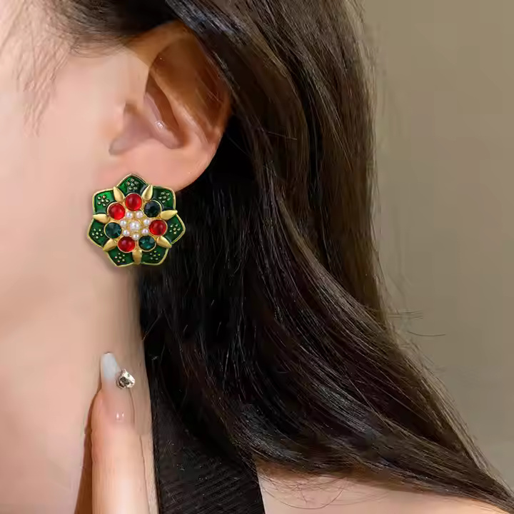 AJSE80200075 Gold-Plated Zircon Earrings-AJSE