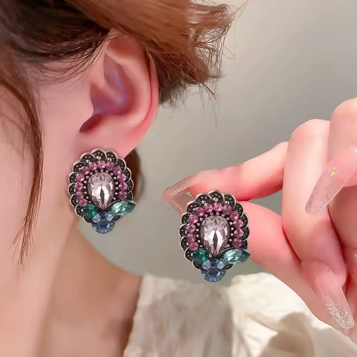 AJZE80200151 Zircon Lady Flower Earrings-AJZE