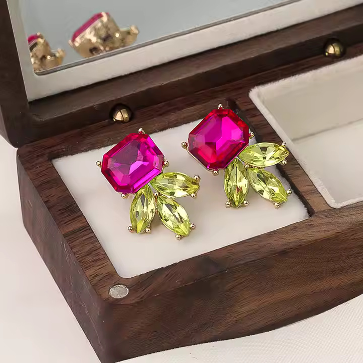 AJSE80200071 Alloy Inlaid Stud Earrings-AJSE