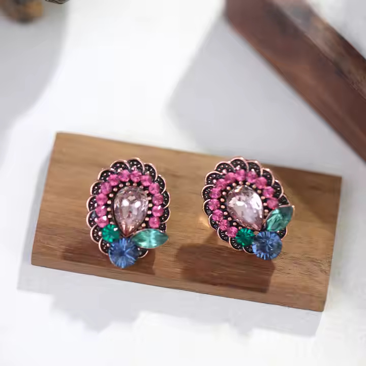 AJZE80200151 Zircon Lady Flower Earrings-AJZE