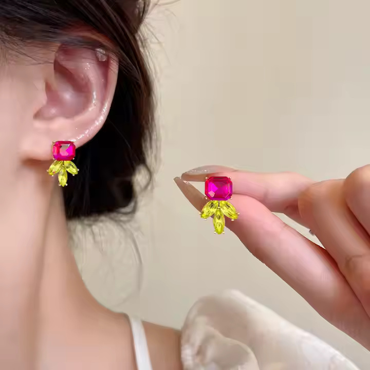 AJSE80200071 Alloy Inlaid Stud Earrings-AJSE