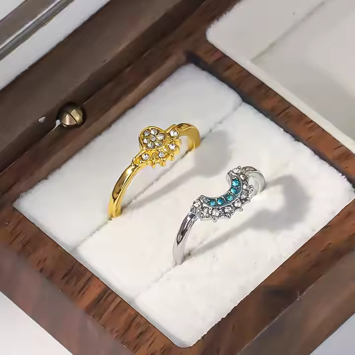 AJCR80200189 Couple Ring Gold Silver Plated-AJCR