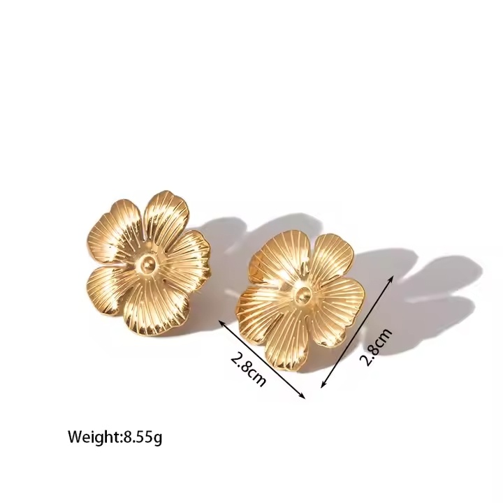 AJSE80200057 Gold Plated Flower Earrings-AJSE