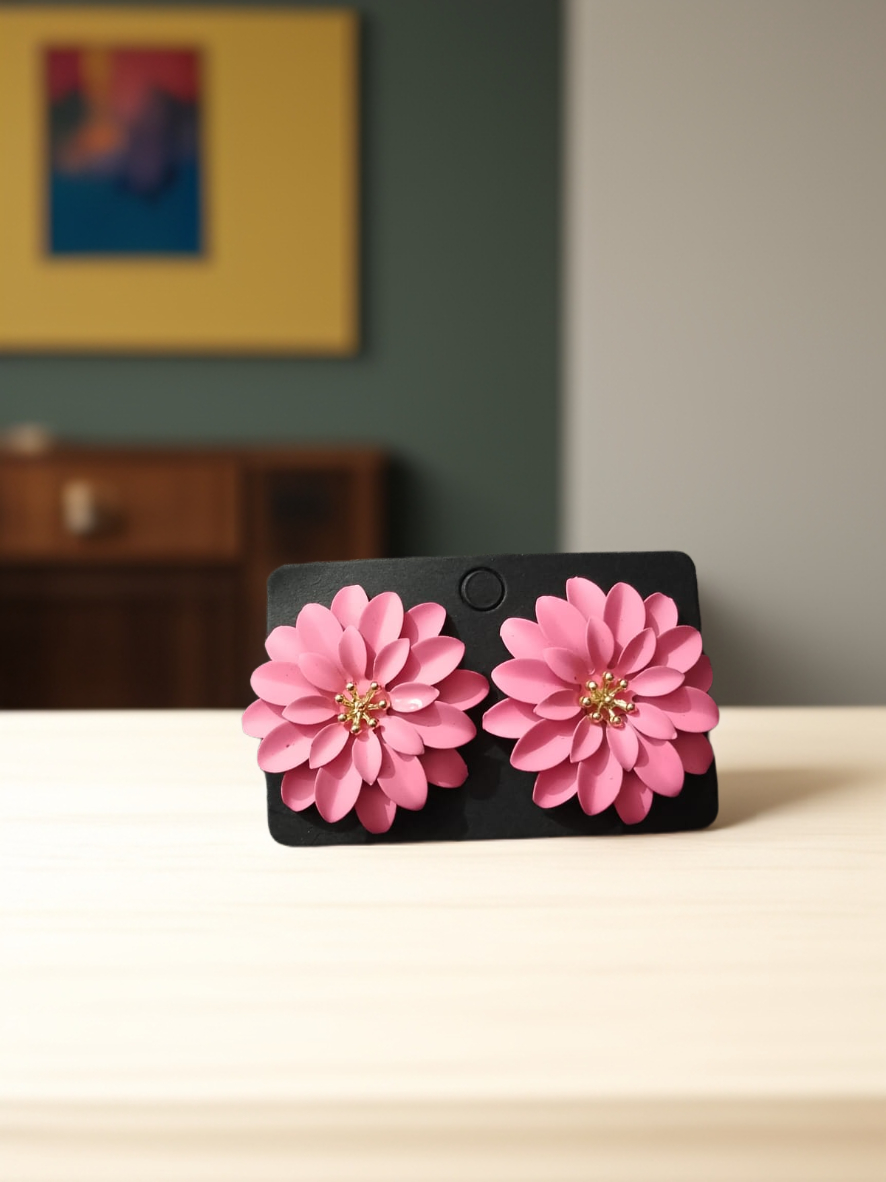 AJTS80200013 Metal Flower Earrings-AJTS