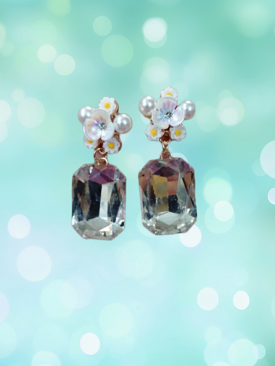 AJDE80200103 Floral Crystal Earrings-AJDE