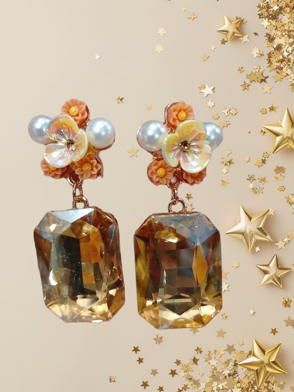 AJDE80200103 Floral Crystal Earrings-AJDE