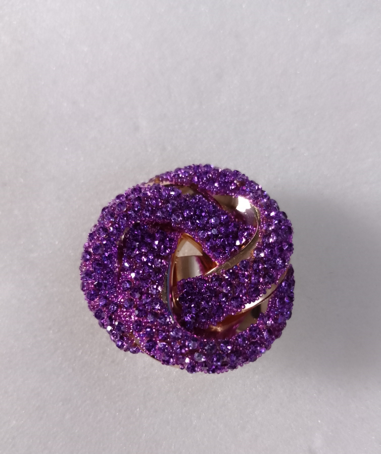 AJRR80200190 14K Golden Plated Rhinestone Flower Ring-AJRR