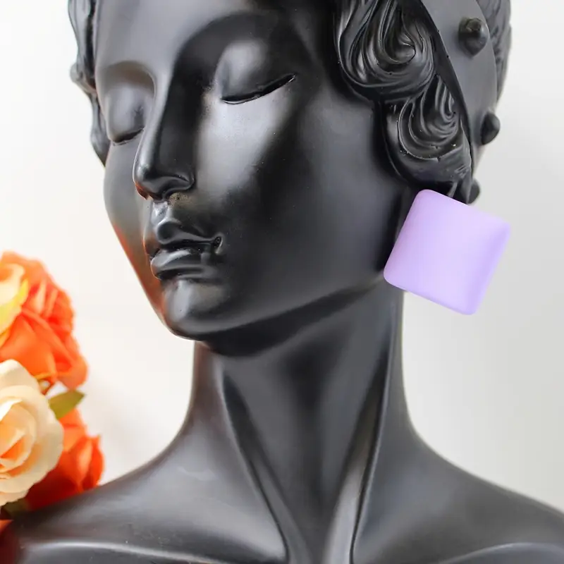 AJSE80200042 Resin Square Earrings-AJSE