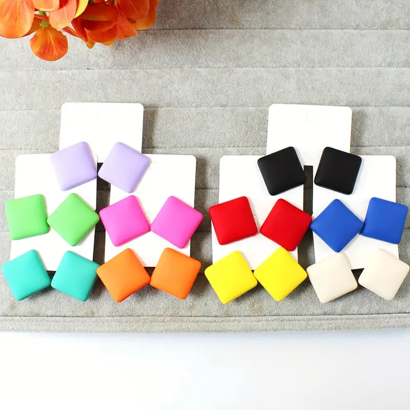 AJSE80200042 Resin Square Earrings-AJSE