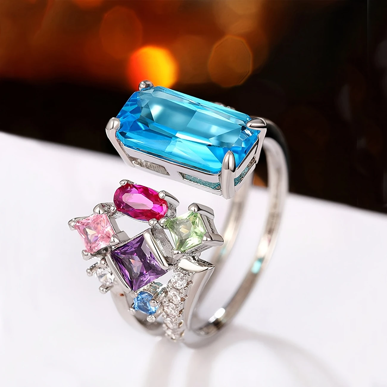 Sparkling Cubic Zircon Ring