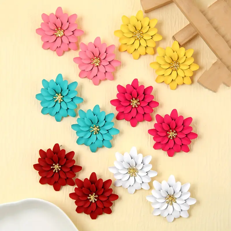 AJTS80200013 Metal Flower Earrings-AJTS