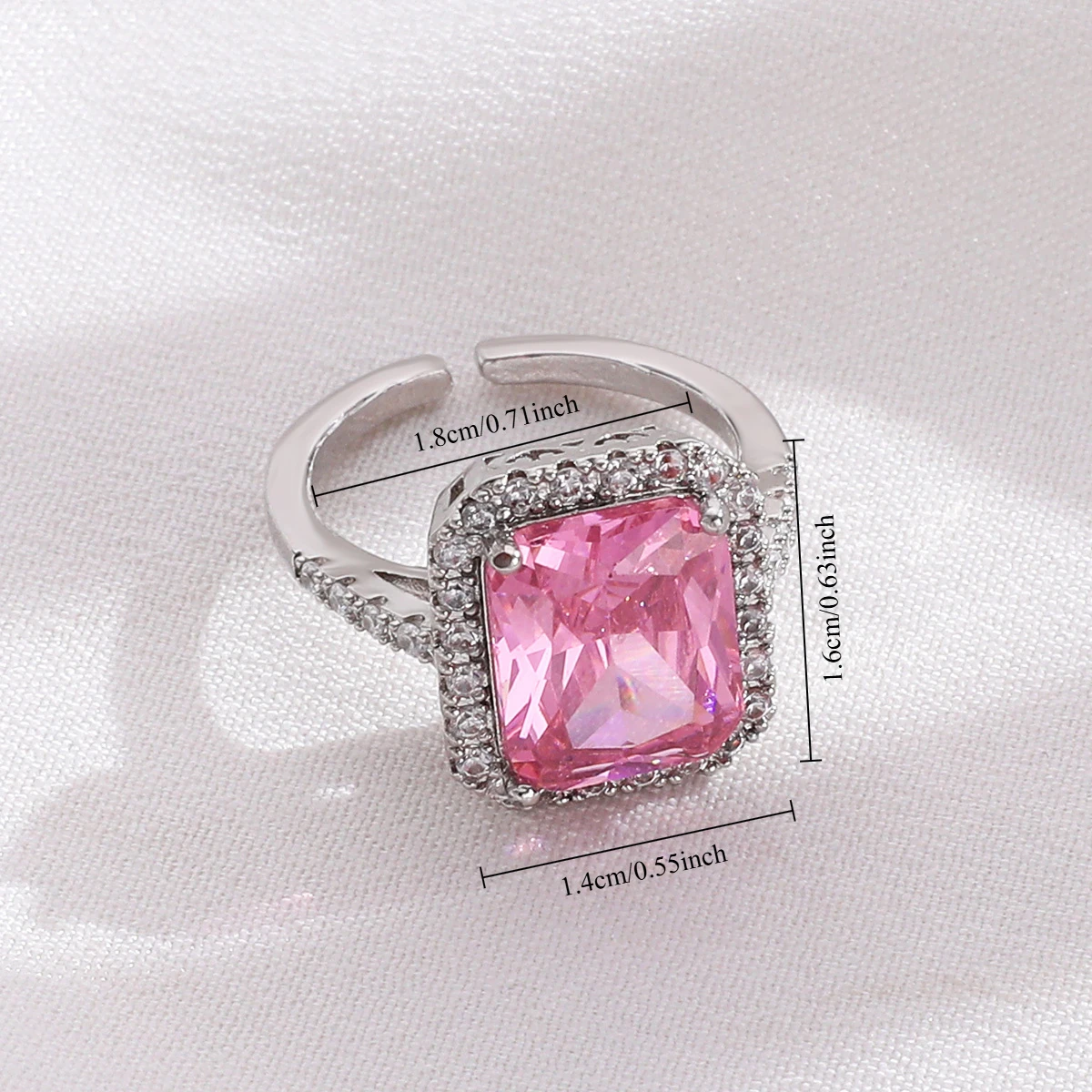 Rectangular Pink Cubic Zirconia ring