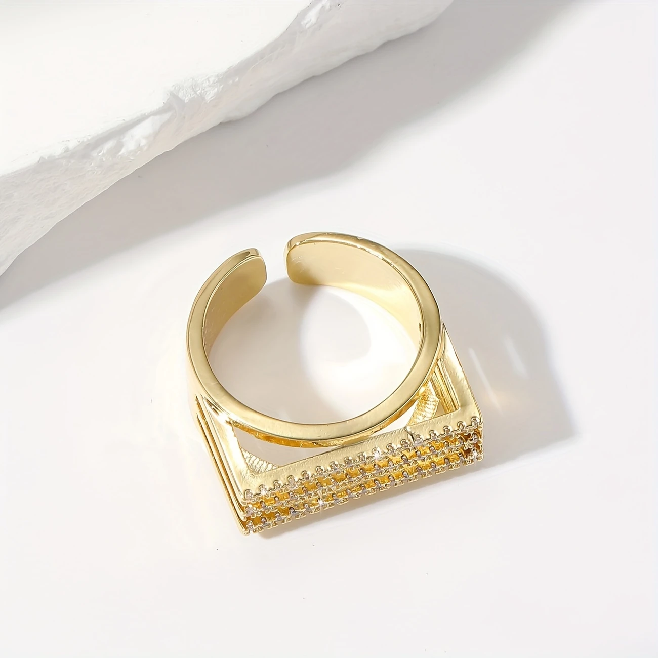 AJCR80200164 18K Golden-Plated Vintage Open Ring-AJCR