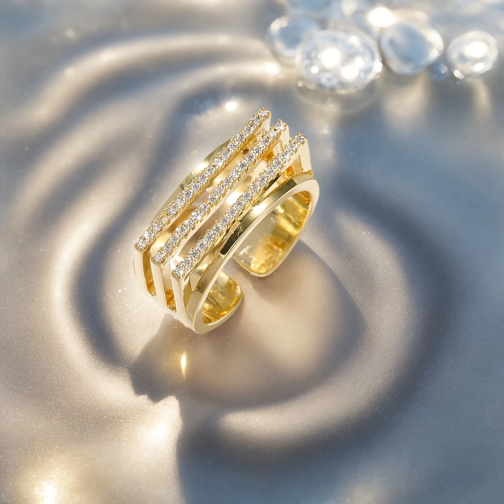 AJCR80200164 18K Golden-Plated Vintage Open Ring-AJCR