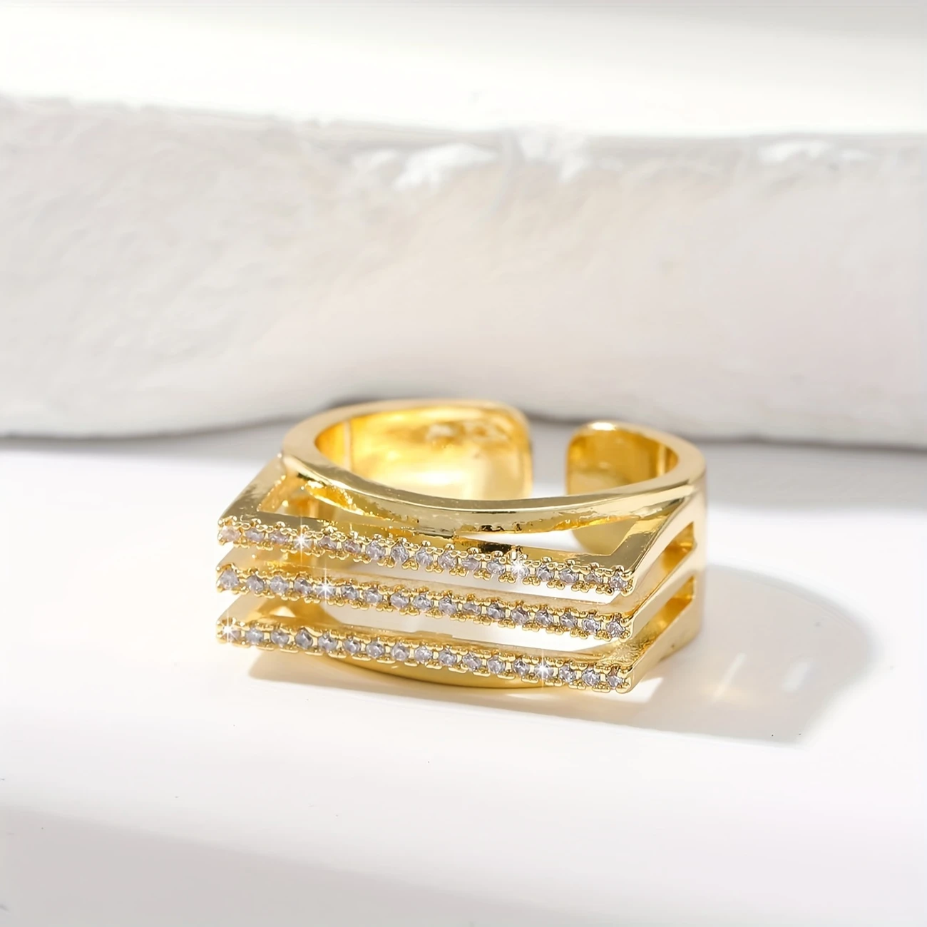 AJCR80200164 18K Golden-Plated Vintage Open Ring-AJCR