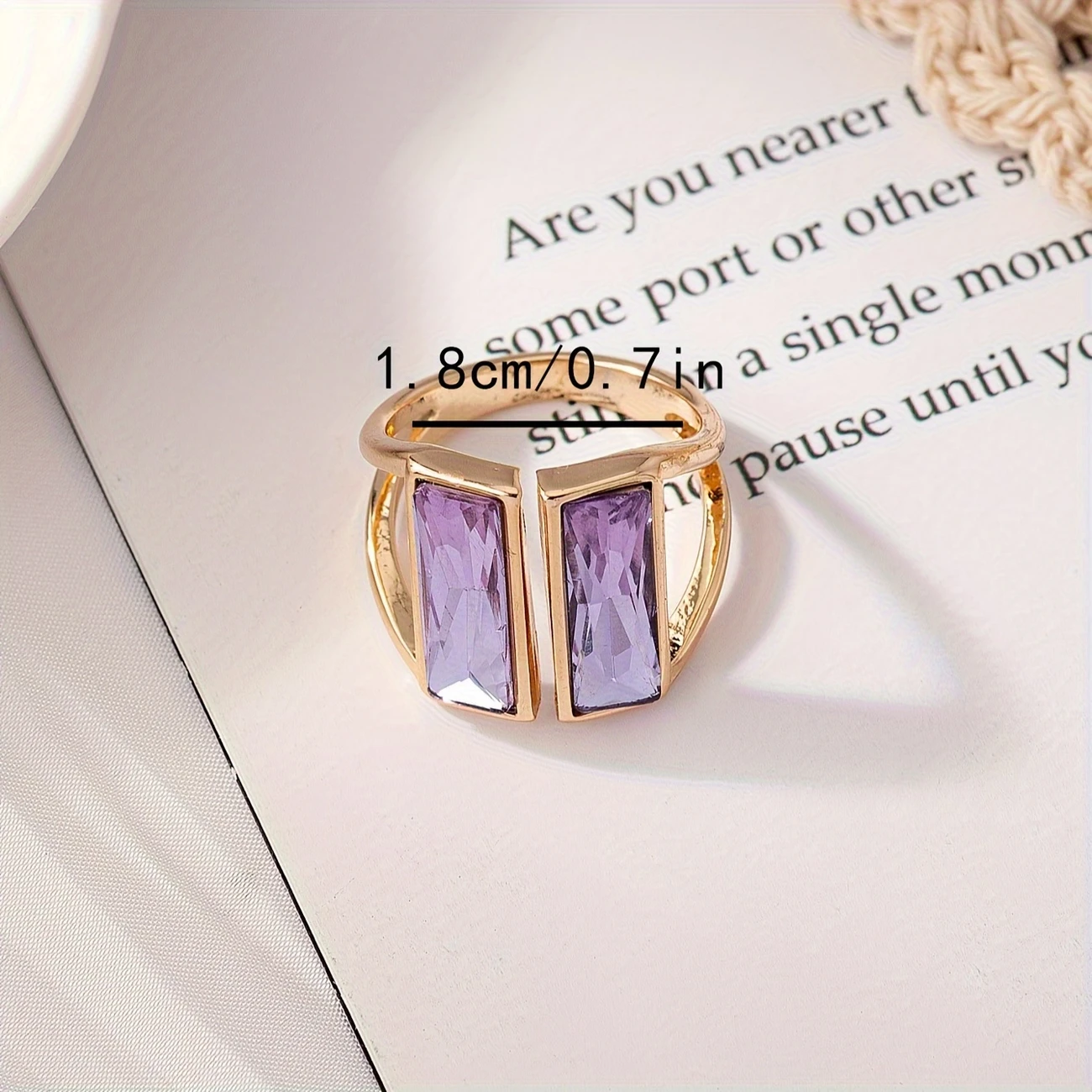 AJRR80200193 Rectangular Purple Glass Ring-AJRR