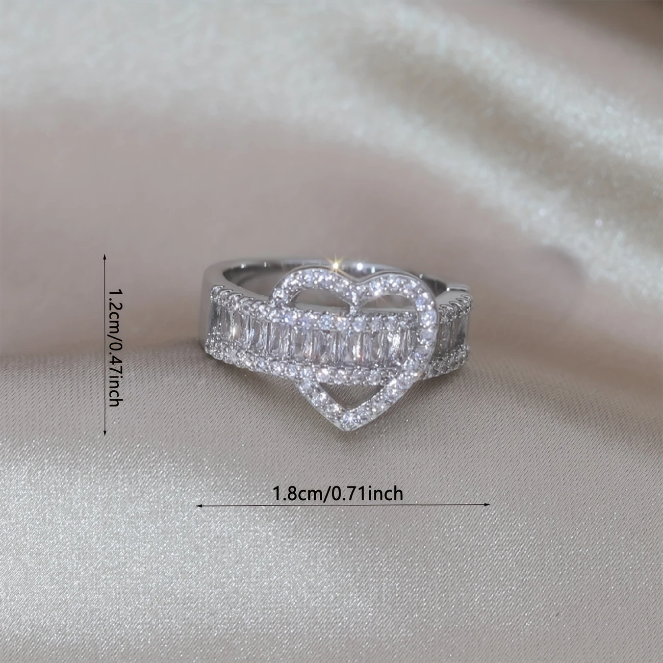 Heart-Shaped Ring with Sparkling Rhinestones